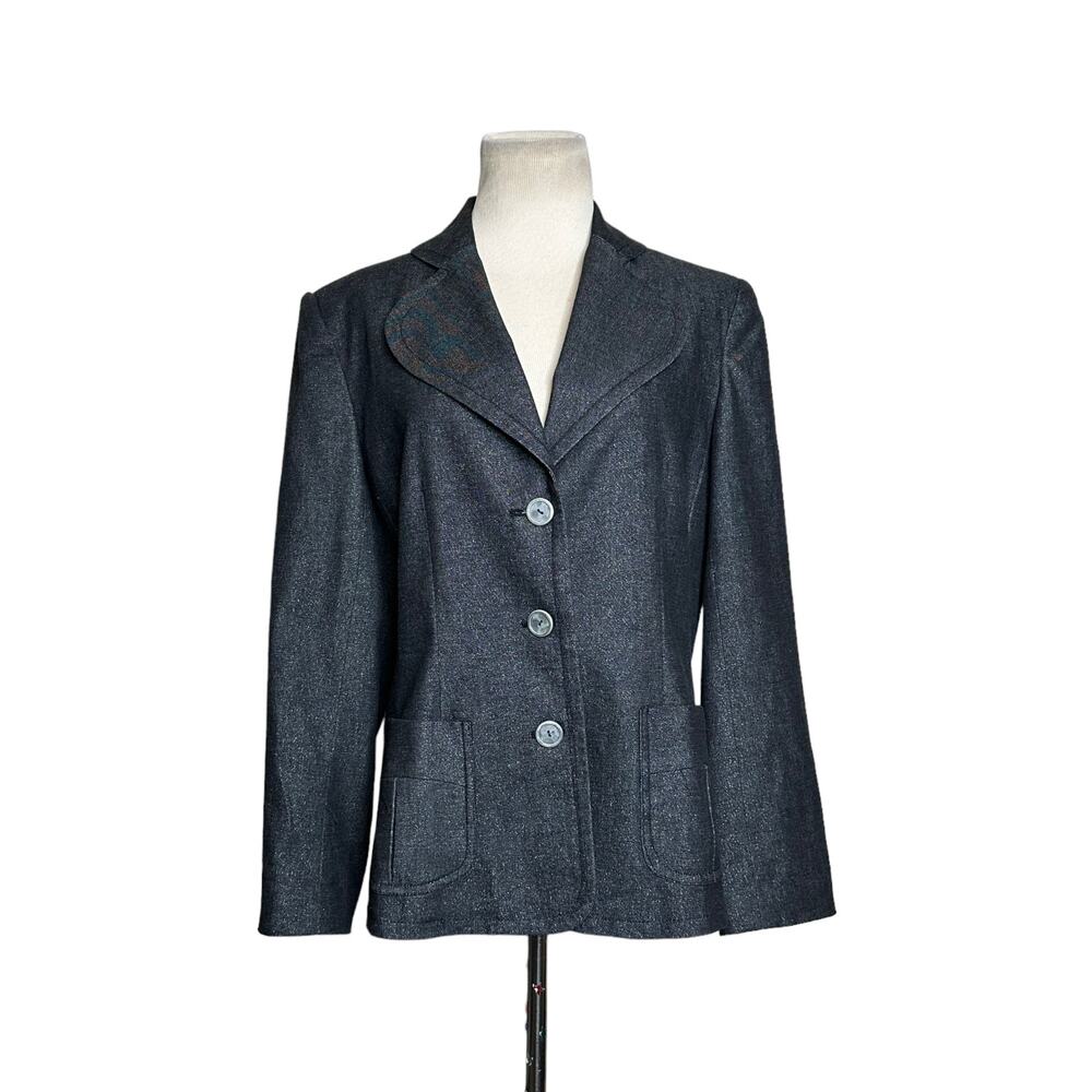R. Q. T. Gray Shimmer Three Button Lined Blazer S… - image 1
